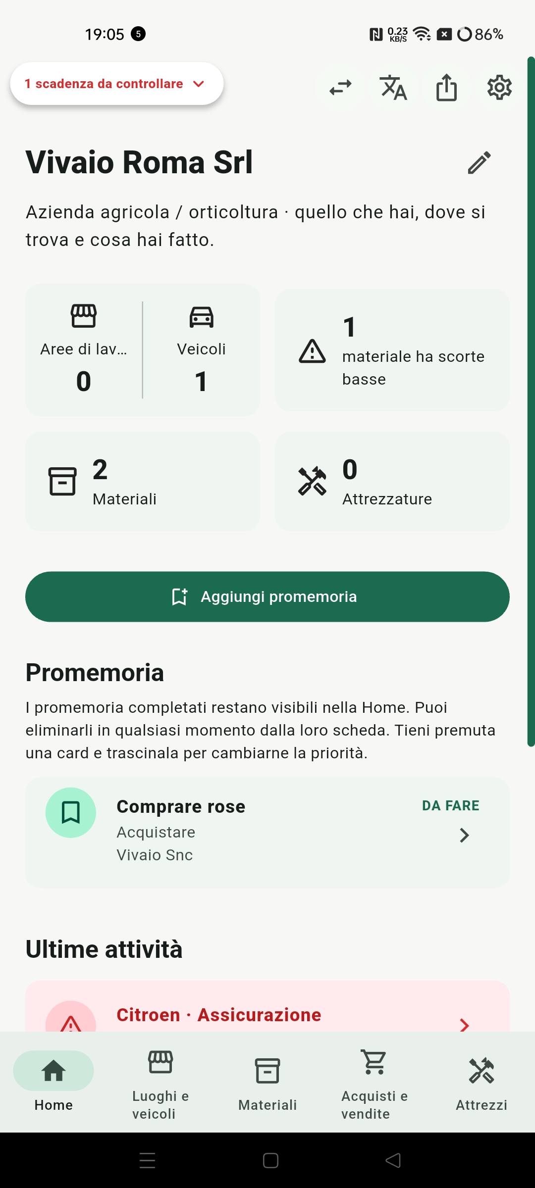 Home dell'app Megestio