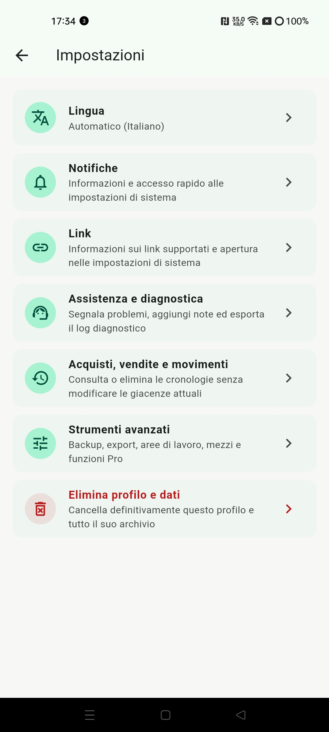 Impostazioni di Megestio